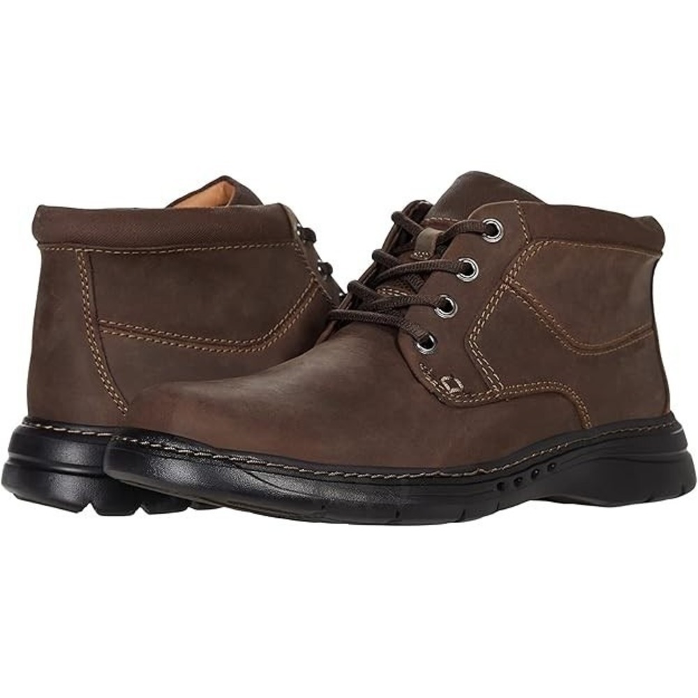 Clarks® (Men's 9 M) Un Brawley™ Up Boot in Brown Oily Leather‎ - $160